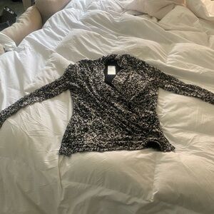 INC International Concepts Black and White Floral Blouse